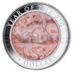 nsk lunrn kalend 2019 - Cook Islands 25 $ Year of the Pig / Rok vepe s Perlet - proof