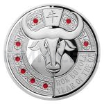 nsk lunrn kalend Stbrn mince Crystal Coin - Rok buvola - proof