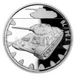 Dopravn prostedky 2022 - Niue 1 NZD Stbrn mince Obrnn technika - T-34/76 - proof