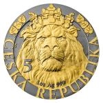 World Coins 2022 - Niue 2 NZD Silver 1 oz Bullion Coin Czech Lion ANNIVERSARY Ruthenium Gilded - BU