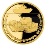 Militria 2023 - Niue 5 NZD Zlat mince Obrnn technika - Mk IV Churchill - proof