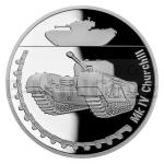 Stbro 2023 - Niue 1 NZD Stbrn mince Obrnn technika - Mk IV Churchill - proof