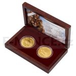 Zlato 2 oz (62,2 g) Sada dvou zlatch uncovch investinch minc esk lev a Orel 2023 - b.k.