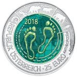 Niobov mince 25 Euro 2018 - Rakousko 25  Niob Antropocn - BU (hgh)
