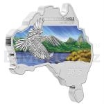 Tmata 2015 - Austrlie 1 $ Australian Map Shaped Coin - Wedge-tailed Eagle 1oz