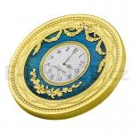 Pro business partnery 2022 - Niue 1 $ Faberg Art - Blue Table Clock / Modr hodiny - proof