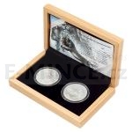Graduation Set of Two Silver bullion coins Czech Lion 2021 and Slovak Eagle 2024 - UNC