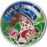 Drky 2014 - Fiji 10 $ - Rok Kon - Year of the Horse Coloured - proof