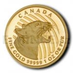 Zlato 1 oz (unce) 2015 - Kanada 200 $ Vrc puma/Growling Cougar - proof
