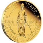 2014 - Tuvalu 25 $ - Charlie Chaplin: 100 let smchu 1/4 oz zlato - proof