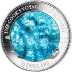 Drahokamy a krystaly 2018 - alamounovy ostrovy 25 $ Endeavour: Cesta kapitna Cooka, s Perlet - proof