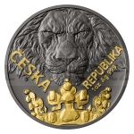 Czech Lion 2023 - Niue 2 NZD Silver 1 Oz Bullion Coin Czech Lion Black Platinum / Gold Plated - UNC