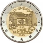 2 and 5 Euro Coins 2023 - Slovakia 2  200th Anniversary of Horse-drawn Express Mail Coach Service - UNC