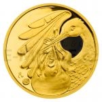 Tschechische Medailen Gold ducat to the birth of a child 2023 "Stork" - proof