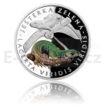 Zahrani 2017 - Niue 1 NZD Stbrn mince Ohroen proda - Jetrka zelen - proof