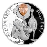 Tschechien & Slowakei 2022 - Niue 2 NZD Silver Coin Crystal Coin - Hello Baby 2022 - Proof