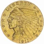 Historick mince 1911 - USA 2,50 $ Indian Head