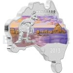 2013 - Austrlie 1 $ - Australian Map Shaped Coin - Kangaroo 2013 1oz - proof