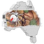 2015 - Austrlie 1 $ Australian Map Shaped Coin - Redback Spider 1oz