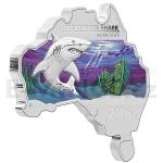 Animals and Plants 2016 - Australia 1 $ Australian Map Shaped Coin - Great White Shark 1oz