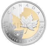 Weltmnzen 2013 - Kanada 50 $ - 25 Jahre Silber Maple Leaf - vergodtet