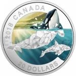 2018 - Kanada 1 oz 20 CAD Geometric Fauna: Orcas / Kosatky - Proof