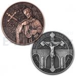 Apostel und Heilige Heilige Johannes Nepomuk - Satz von 2 Medaillen - Patina