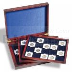 Coin Etuis & Boxes Presentation Case VOLTERRA TRIO de Luxe, each with 60square divisions for coins up to 50 mm 