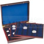 Coin Etuis & Boxes Presentation Case VOLTERRA TRIO de Luxe, each with 98 square divisions for coins