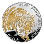 Weltmnzen 2009 - 100 KZT - Tiger mit Diamanten - PP