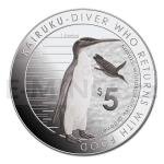Drky 2014 - Nov Zland 5 $ - Stbrn mince Kairuku / Tunci - proof