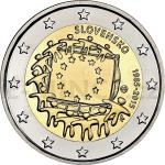 2- und 5-Euro Mnzen 2015 - 2  Slowakei 30 Jahre Europa-Flagge - St.