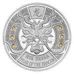 Silver 2024 - Samoa 2 WST Silver Crystal Coin - Year of the Dragon - proof