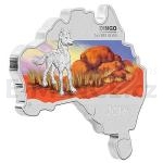 Zahrani 2016 - Austrlie 1 AUD Australian Map Shaped Coin - Dingo 1oz