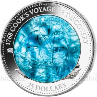 2018 - alamounovy ostrovy 25 $ Endeavour: Cesta kapitna Cooka, s Perlet - proof
Kliknutm zobrazte detail obrzku.