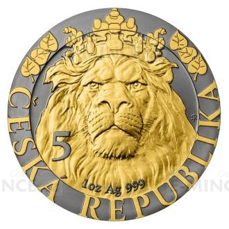 2022 - Niue 2 NZD Silver 1 oz Bullion Coin Czech Lion ANNIVERSARY Ruthenium Gilded - BU
Click to view the picture detail.