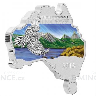 2015 - Australia 1 $ Australian Map Shaped Coin - Wedge-tailed Eagle 1oz
Click to view the picture detail.