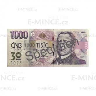 2023 - Banknote 1000 CZK 2008 with Print, Serie R
Click to view the picture detail.
