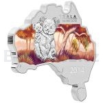 Fauna a Flra 2014 - Austrlie 1 $ - Australian Map Shaped Coin - Koala 1oz