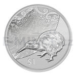 Fauna a Flra 2014 - Nov Zland 1 $ - Kiwi Treasures Silver Specimen Coin