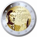 France 2010 - 2 € France - De Gaulle - 70th anniversary of the Appeal of June 18 - Proof