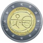 2 and 5 Euro Coins 2009 - 2 € Portugal - 10th anniversary of Economic and Monetary Union - Unc