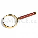 Magnifiers Handle magnifier with glass lens, gold-plated metal rim, 3xmagnification, Ø 50
