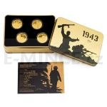 Set of four gold coins War year 1943 - proof