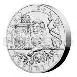 Tschechischer Lwe 2019 - Niue 5 NZD Silver 2 oz Bullion Coin Czech Lion 2019 - Stand