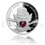 Baby Gifts 2019 - Niue 2 NZD Silver Crystal Coin - Your Guardian Angel with Heart - Proof