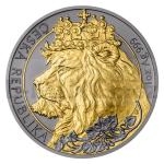 Czech Lion 2021 - Niue 2 NZD Silver 1 oz Bullion Coin Czech Lion Ruthenium / Gold Plated - UNC