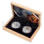 Set of Two Silver bullion coins Czech Lion 2021 and Slovak Eagle 2021 - UNC
