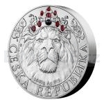 World Coins 2022 - Niue 80 NZD Silver One-Kilo Coin Czech Lion with Sapphire and Garnets - Standard