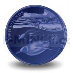 World Coins 2016 - British Antarctic Territory 2 GBP The Emperor Penguin Blue Titanium Coin - BU